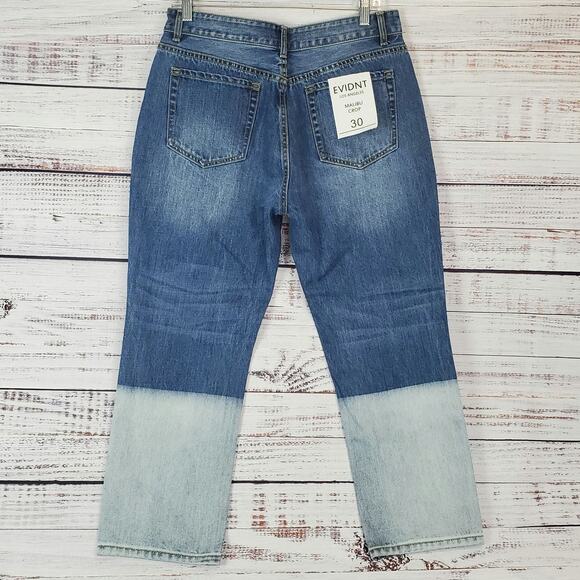 EVIDNT Los Angelos Malibu Crop Jeans Sz 30 Dip Dyed Two Toned Capri NWT Festival - Picture 2 of 15